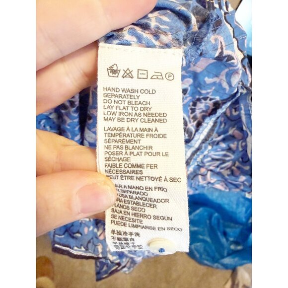 Cleobella Autumn Midi Dress Paisley Print Flutter Sleeve Smocked Blue Small - Picture 6 of 8